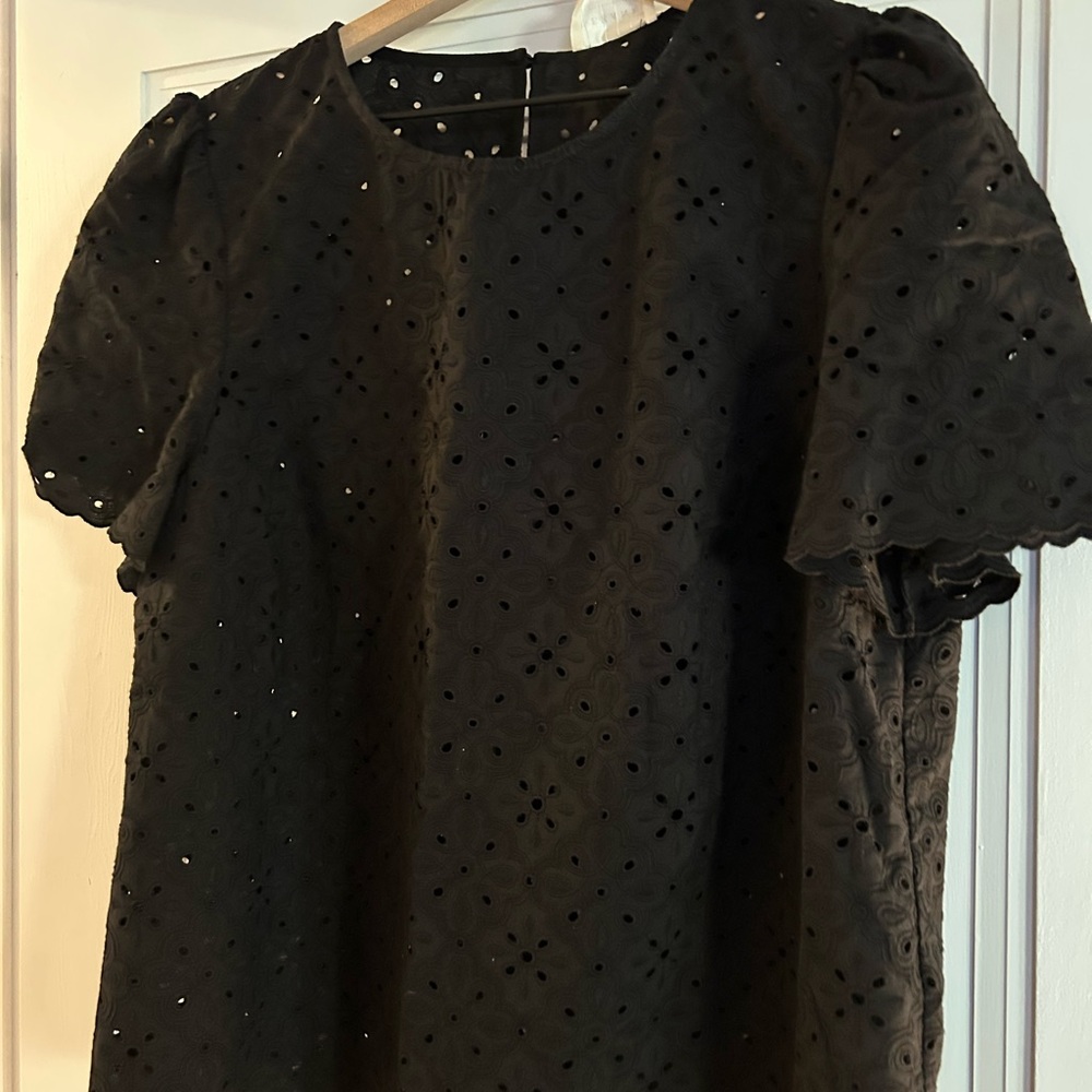Sezane Annabelle Black Eyelet Blouse - Size 46/XL - Picture 5 of 9